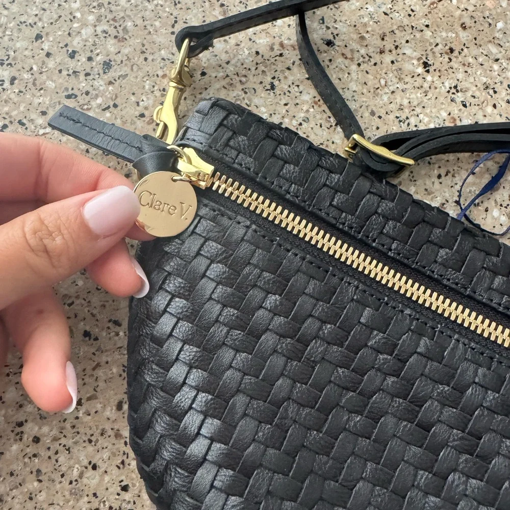 Clare V Black Woven Mini Bag - Petit Fanny - Picture 2 of 4